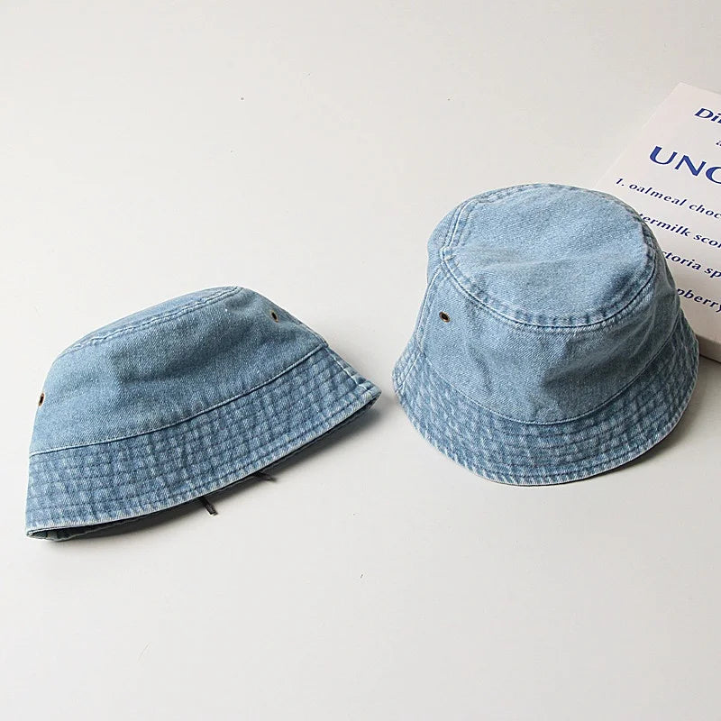 Baby Bucket Hats Cotton Washed Denim Children Cool Cap For Girl Boys Panama Fishing Hat Beanie Sun Protection Baby Accessories