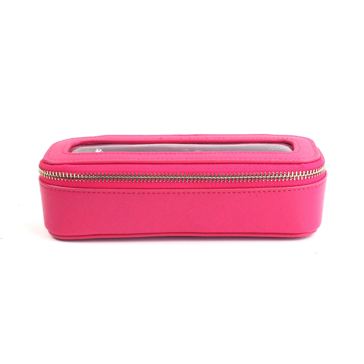 Customized Name PU Leather Women's Transparent Makeup Brush Box, PVC Makeup Bag Women's Toiletries Accessories