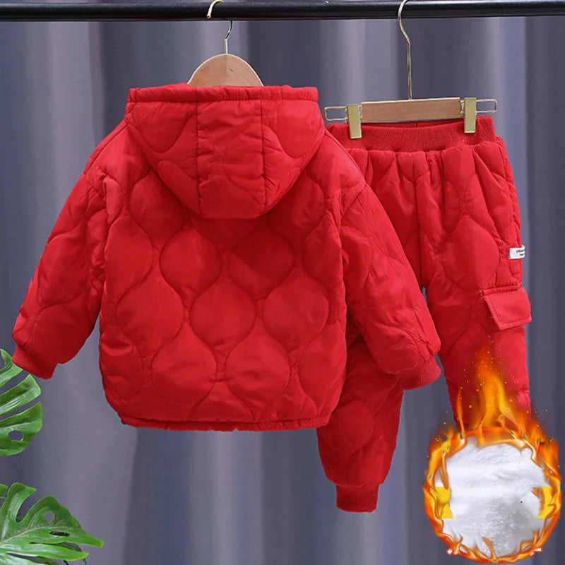 2022 Winter Girls Boys Clothing Sets 2-10 Years Children Warm Thick Jackets Pants Suit Boy Coats Trousers Kids Tracksuit Outfit