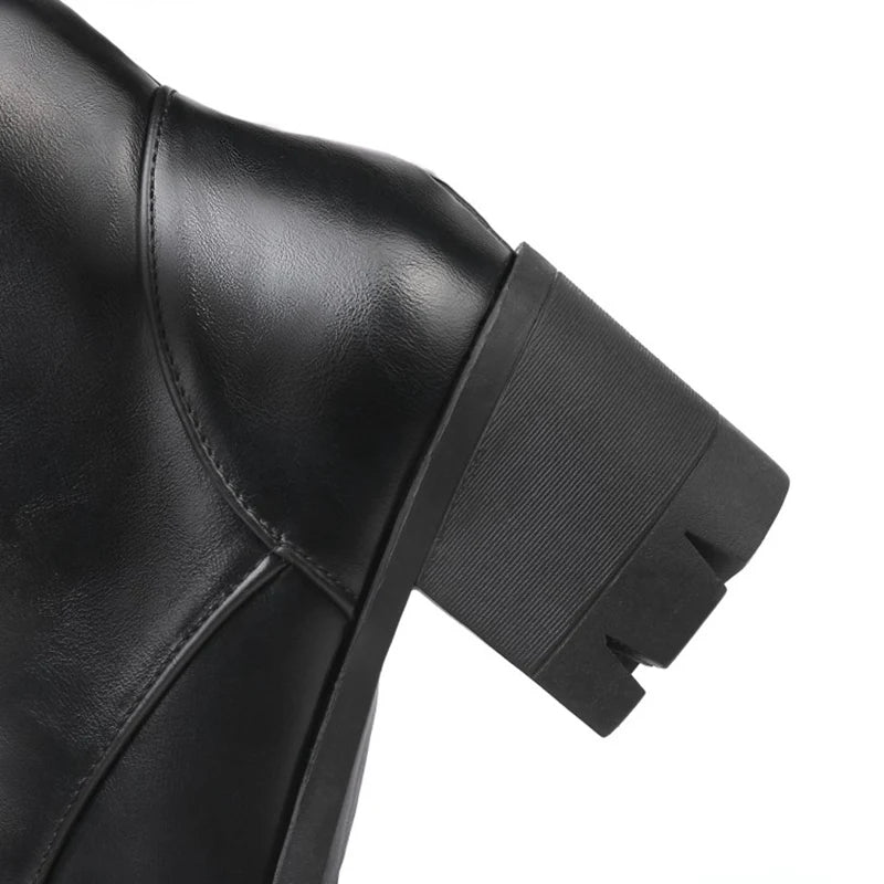 SIMLOVEYO Rubber Lace Up Black Autumn Chunky Boots big size 46 Ankle Boots Women Platform Shoes Ladies shoes women shoes Hot
