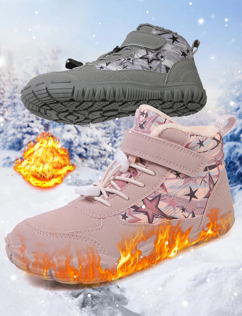 New Parent-child Winter Boots Men and Women Snow BareFoot Outdoor Non-slip Warm Fur Casual Boys/girls Sneakers Kid's Ankle Boots