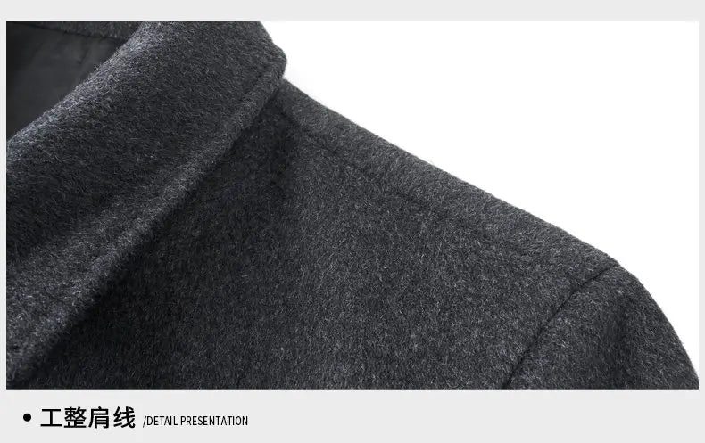 Men's High-End and Fashionable Cashmere Coats for Autumn and Winter, Mid-Length Lapel Jackets, Wool and Woolen Fabrics