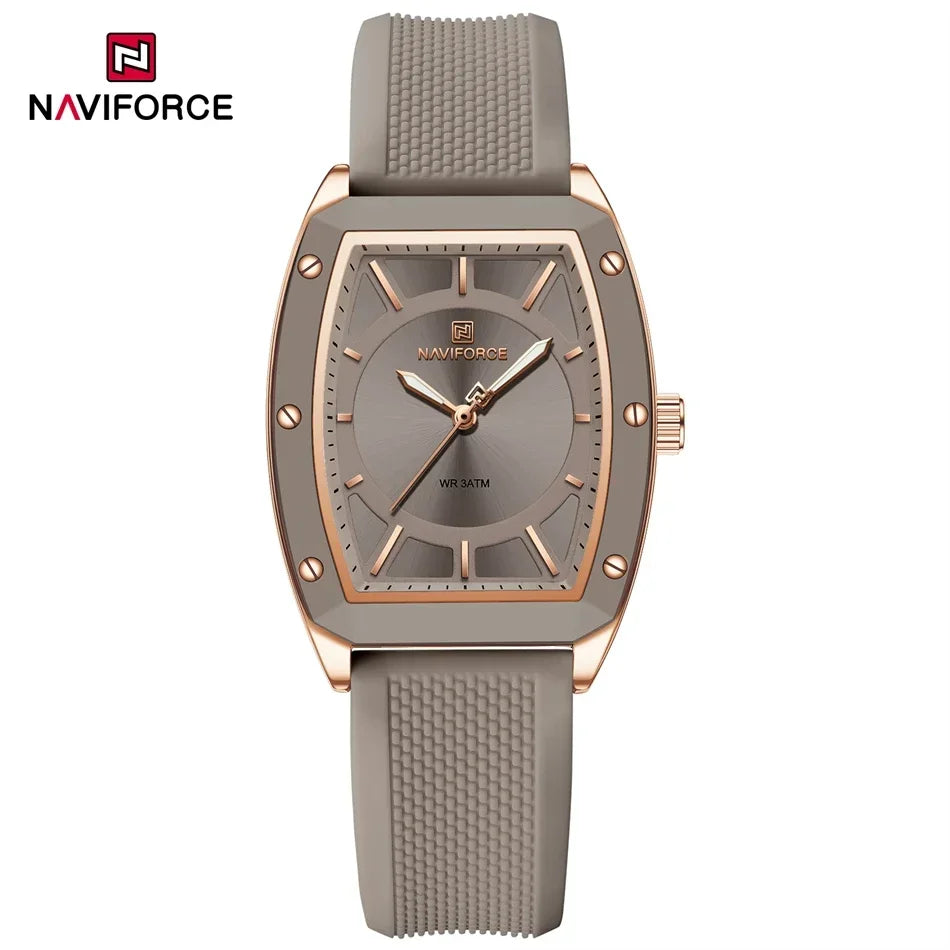 NAVIFORCE NF5049 Women Quartz Watches Silicone Strap Student Sports Watch Big Dial Simple Tonneau Waterproof Wristwatches