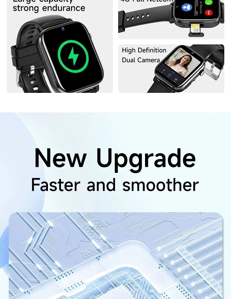 New Smart Watch with Full Touch HD Display, Built-in GPS & WiFi, Support SIM Card, Life Waterproof