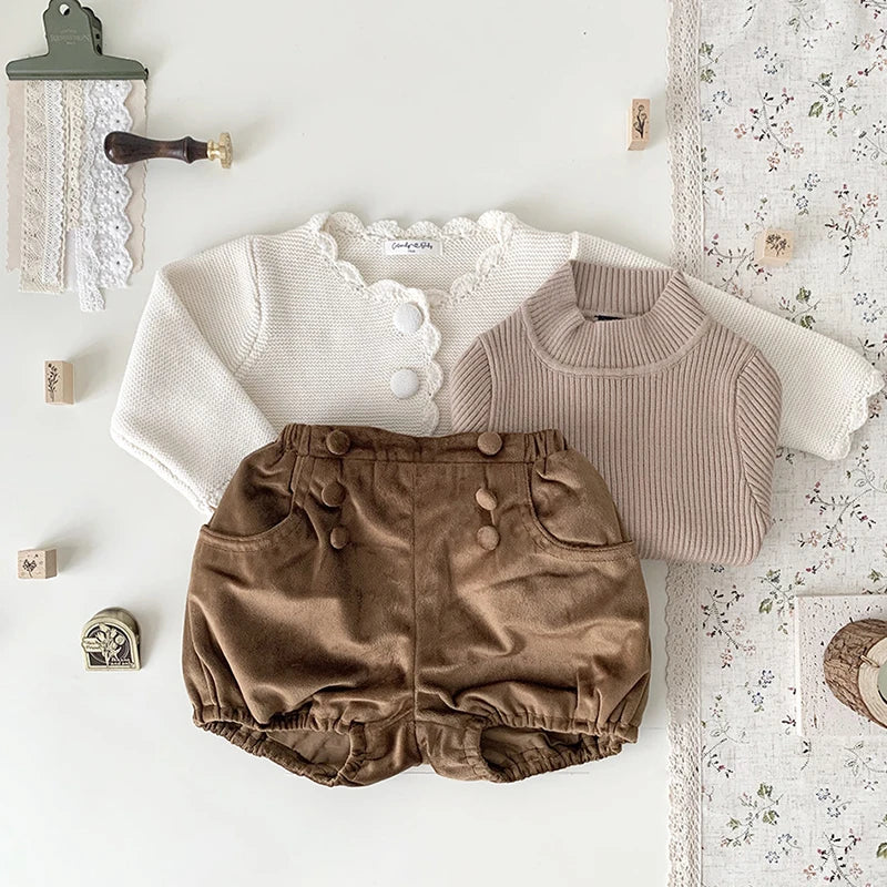 Cárdigans de punto de otoño para niños pequeños, abrigo para niñas, suéter para bebés, prendas de punto Retro para recién nacidos, chaqueta de algodón de manga larga para bebés, Tops, suéter