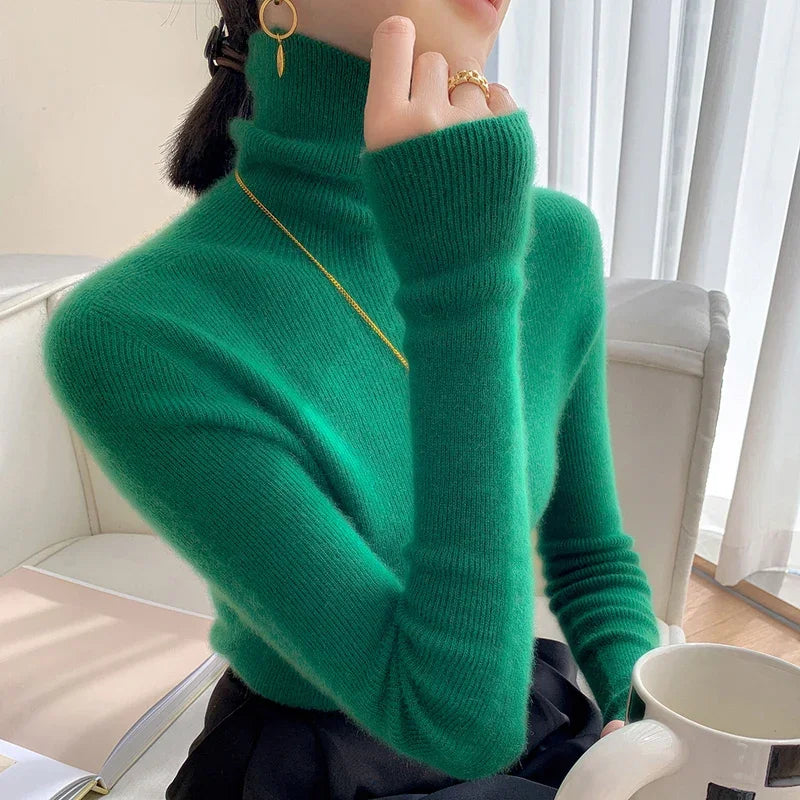 100% pure cashmere sweater women  sweater slim fit sweater versatile for autumn and winter knitted high neck cashmere