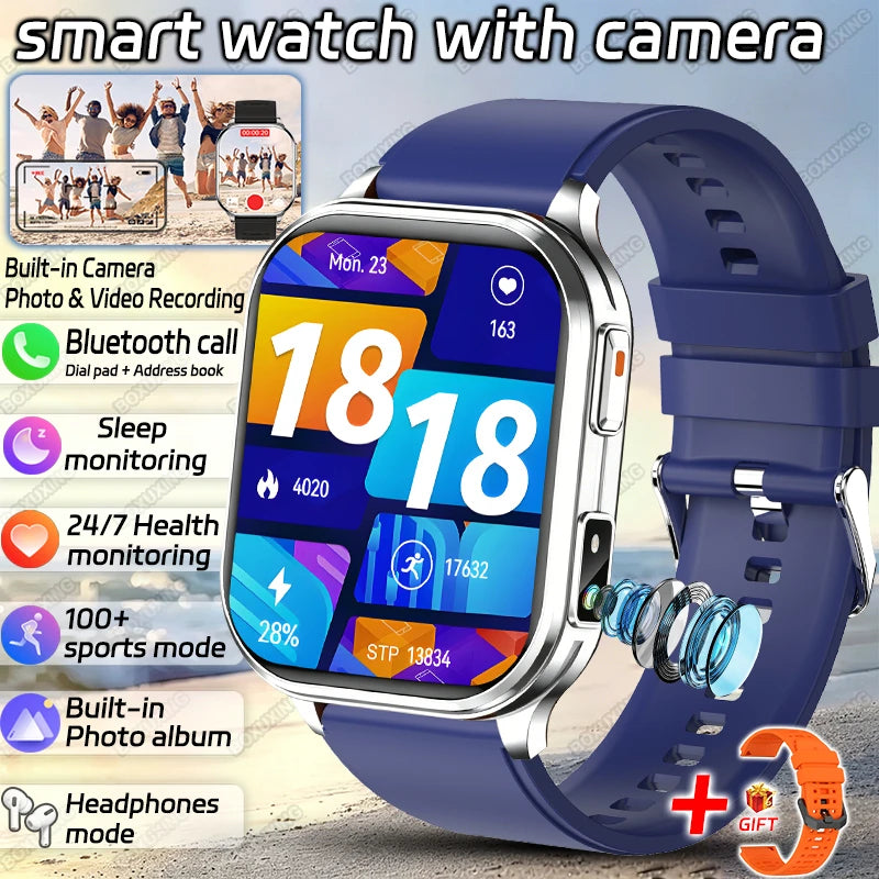 2026 New Smart Watch With Camera Men Women Photos Record Video Health Sports Fitness IP68 Waterproof Call Recording Smartwatches
