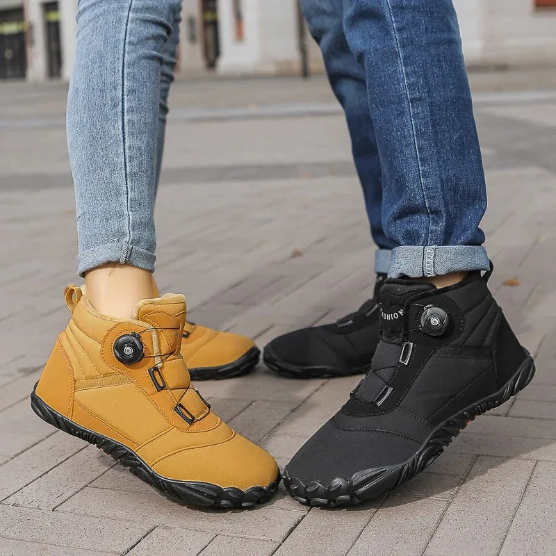 Winter Unisex Boots Plush Warm Snow Boots Comfortable Wide Toe Barefoot Shoes Winter High-top Casual Sneakers Botas Para Hombre