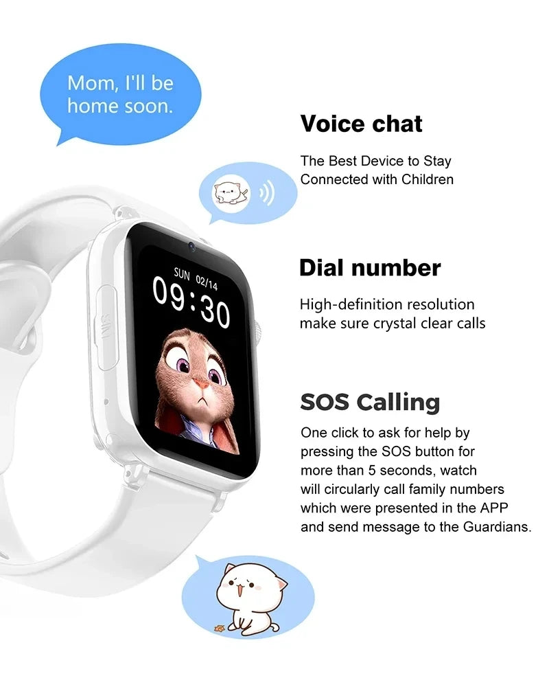 2024 4G Smart Watch Kids GPS Location WIFI Video Call SOS Waterproof Children Smartwatch Camera Monitoring Tracker Watch Girls