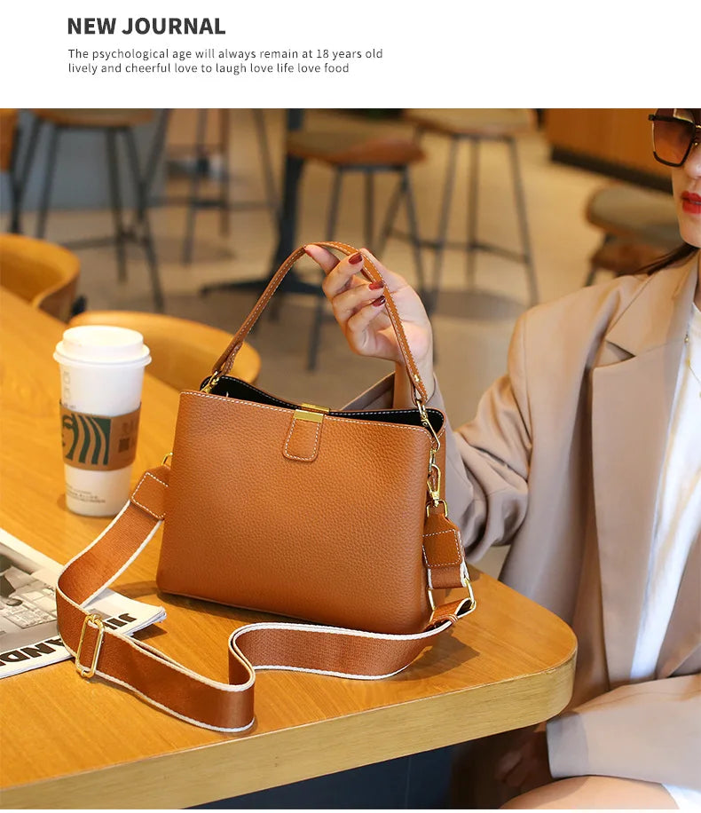 Retro bucket bag women's fashionable handbag large capacity new single shoulder crossbody bag Soft Leather multi-color wallet