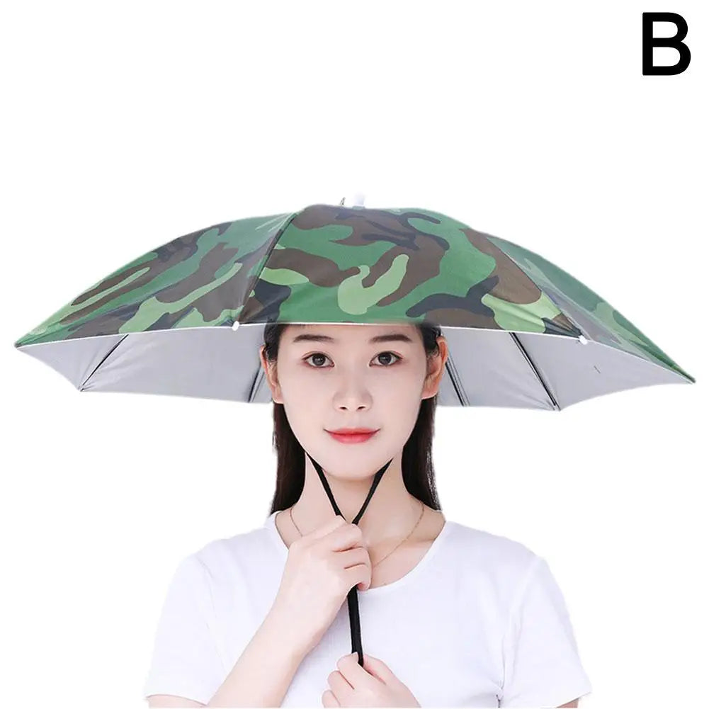 Summer Rain Umbrella Hat Foldable Sun Shade Waterproof Fishing Headwear Cap Beach Head Hats UV Protection Sunscreen