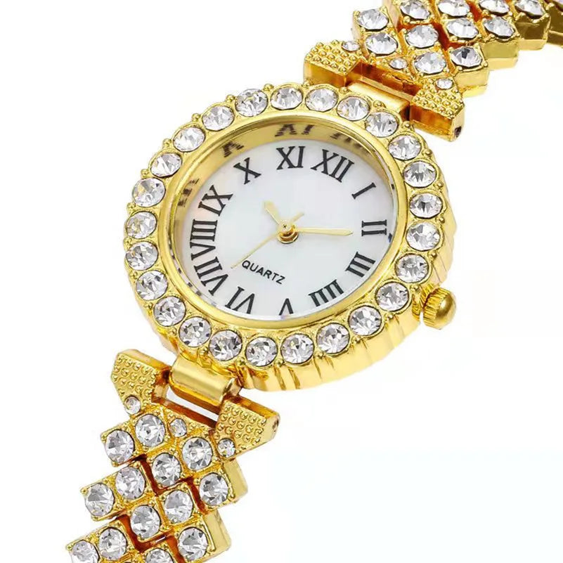 Diamond Women's Bracelet Watch Luxury Fashion Watch Bracelet Set Full Crystal 5Pcs Watches for Women Rhinestone Set Gifts Reloj