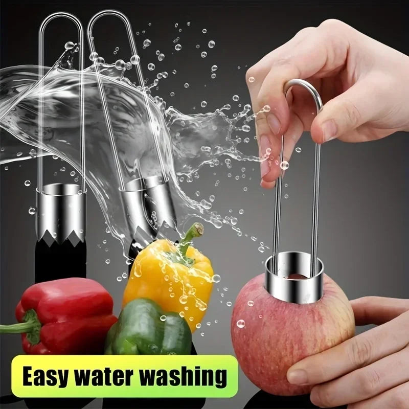 Stainless Steel Corers Portable Core Remover Fruit and Vegetable Core Extractor Kitchen Tools for Pitting Chili Peppers Melons