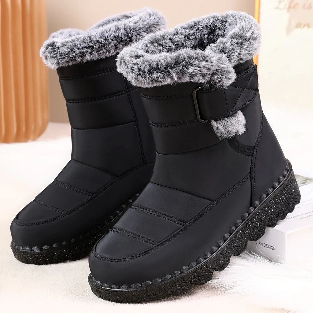 Fashionable New Comfortable Wear-resistant and Non Slip Women's Boots Winter Elegant Solid Color Sexy Warm Snow Boots