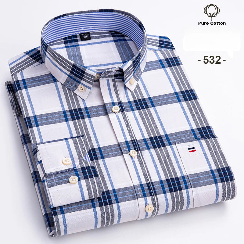 Fashion over size7XL long-sleeve shirts for men100%cotton Oxford plan shirt slim fit casual elegants clothes free shipping items