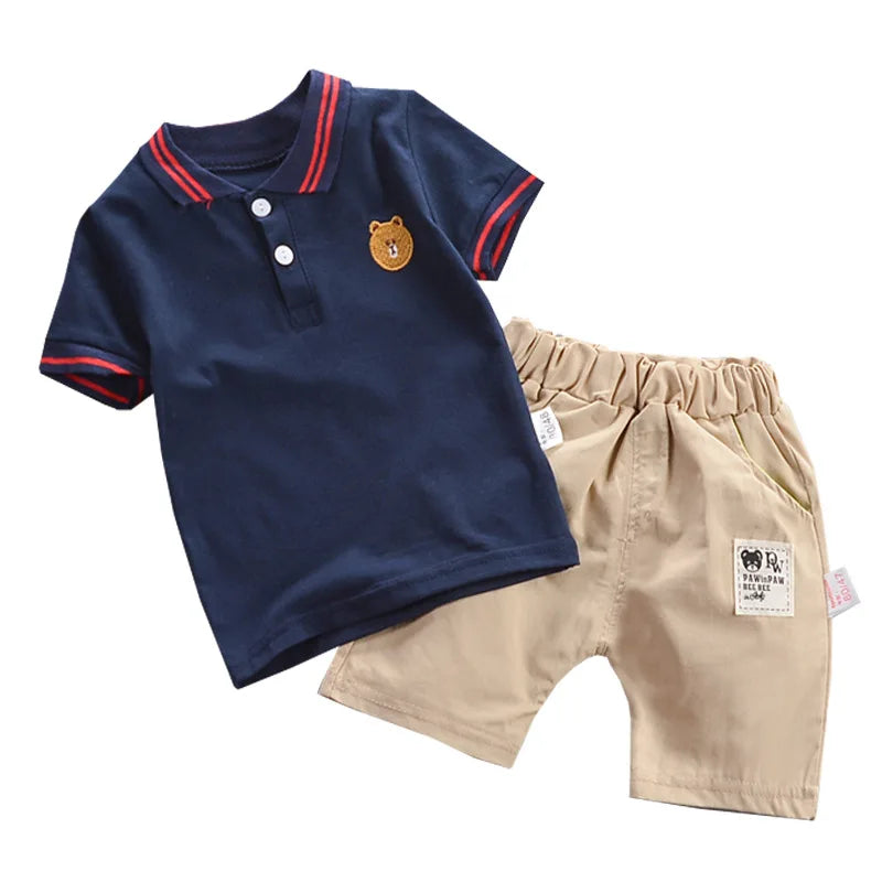 Ropa de verano para bebés, conjuntos de camisa Polo para niños, Camiseta de manga corta para niños pequeños, traje deportivo para niños, 2 uds. De algodón de 1 a 5 años