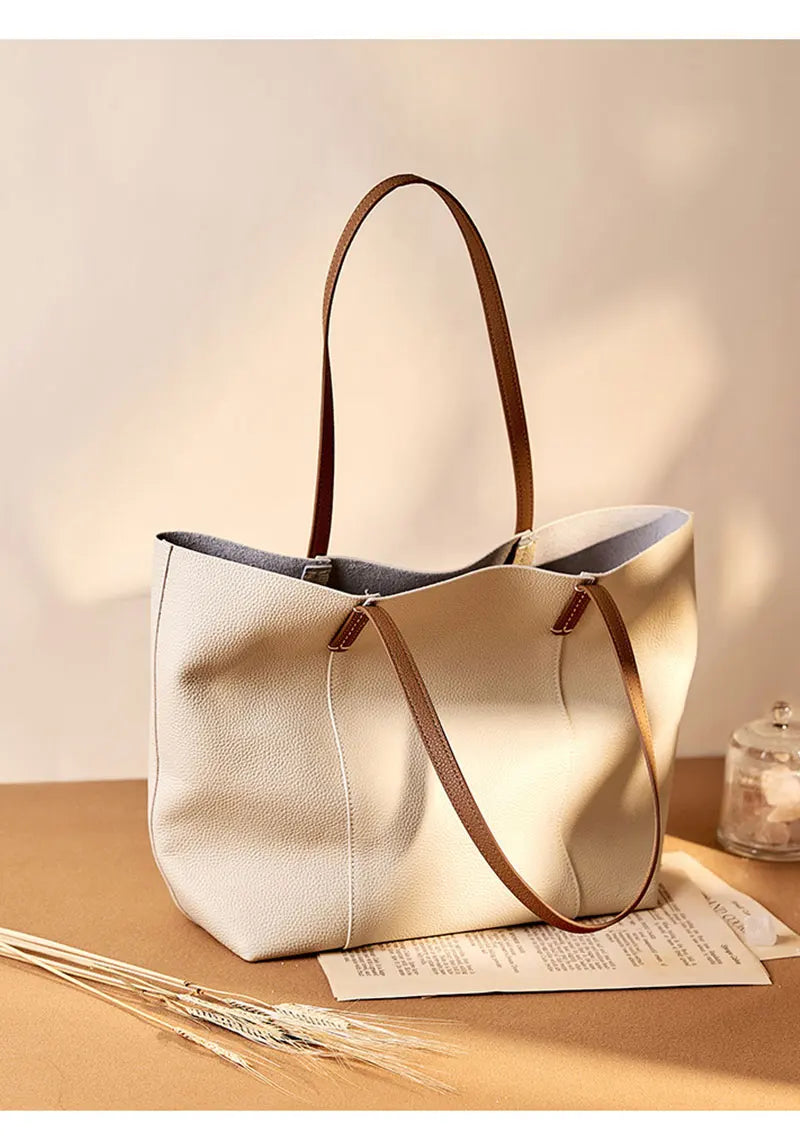100% Genuine Leather Women's Tote Bags Luxury Designer Large Capacity Women Shoulder Bag Soft Cowhide Female Handbags 2378