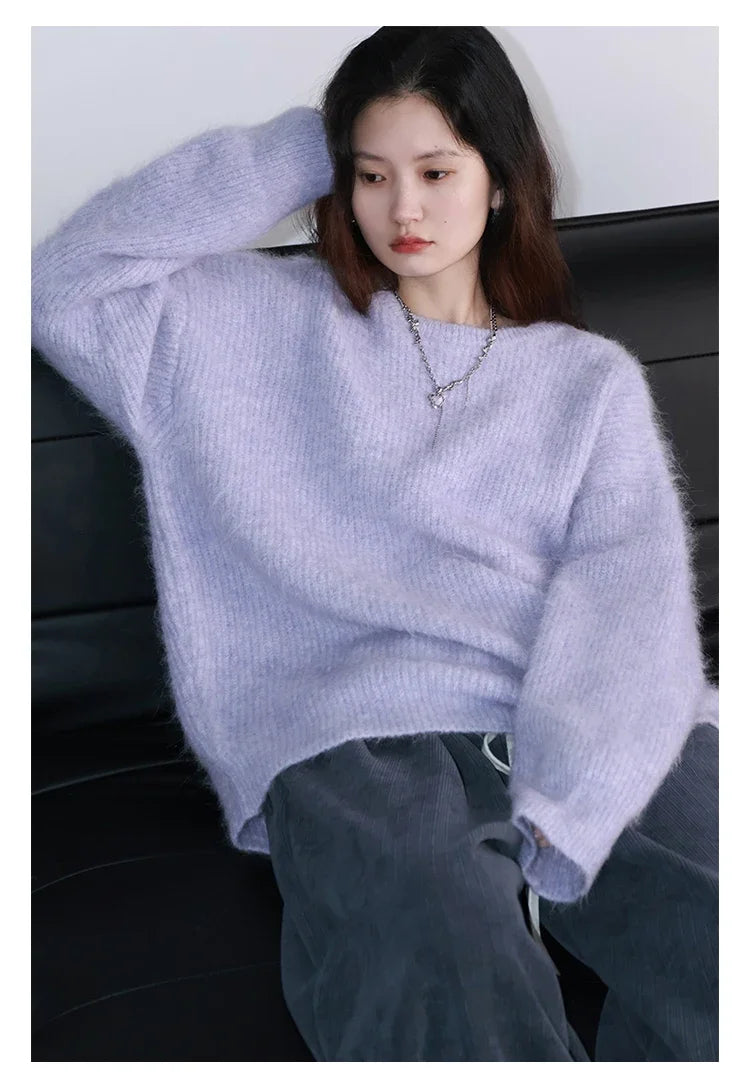 CHIC VEN Women Sweater Long Sleeve Pullover Solid Loose O Neck Soft Alpaca Female Tops Woman Knitwear Jumpers Spring Autumn 2024