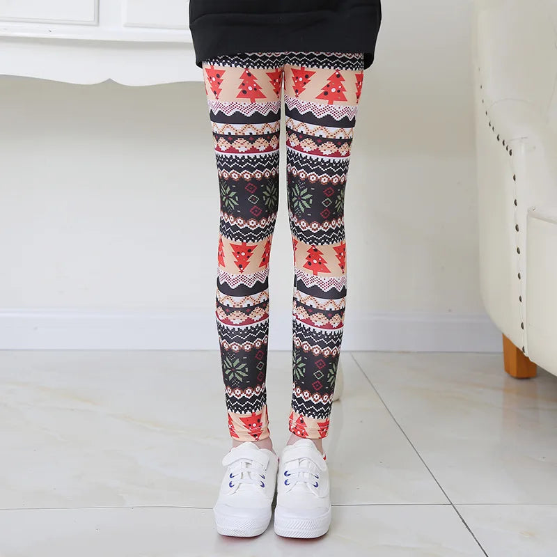 Girls Leggings Stretch Spring Summer Flower Printed Kids Children Pants