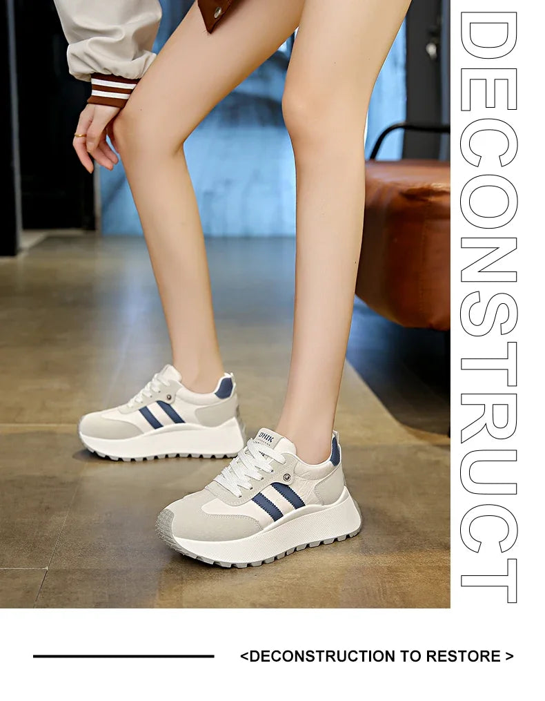 Moipheng Women Shoes Breathable Lace Up Platform Sneakers Lightweight Outdoor Training Sport Shoes Casual Running Sneaker Tenis