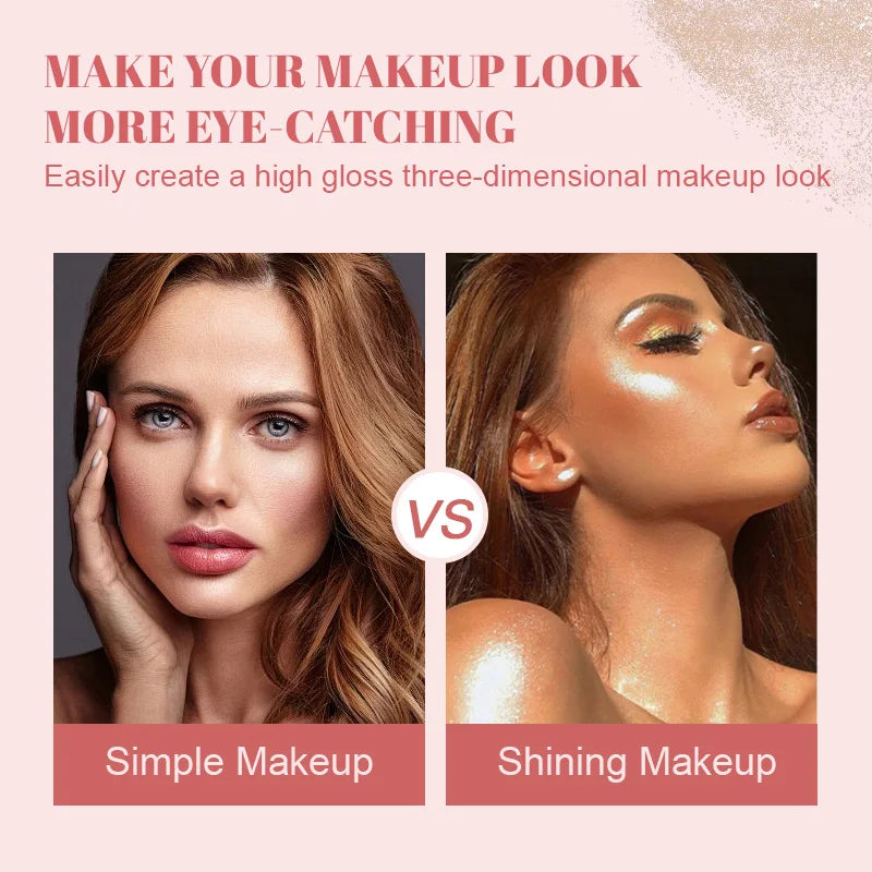 3 Colors Glitter Fairy Highlight Pat Powder Bride Wedding Highlight Powder Body Glitter Powder Shiny Powder Multifunction Makeup