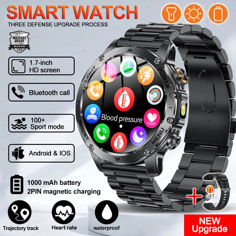 New Smart Watch For Men 1000Mah Battery Fitness Tracking Sport Waterproof Clock Smart Bracelet Men Military High-end custom dial