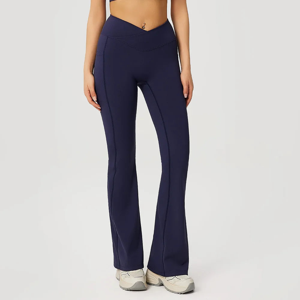 Gym Leggings Women Bell-bottoms Yoga Pants High Waist Booty Lifting Leggings Pants Women Sports Clothing Fitness Wide-leg pants