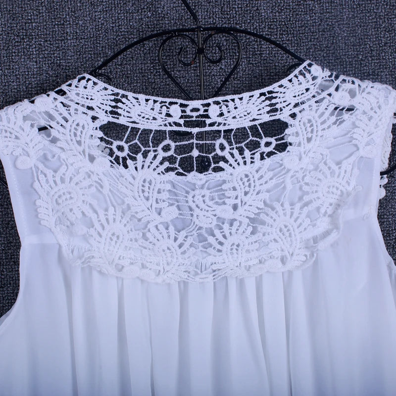 Summer tops for women  Fashion Lace Chiffon blouse V-Neck Loose Casual Chiffon Shirt