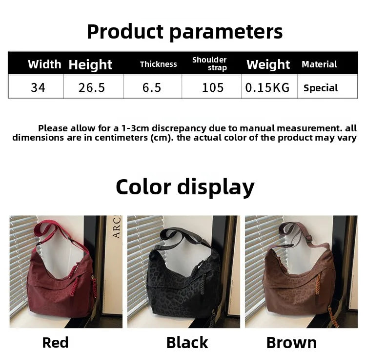 Women Fashion Leopard Print Crossbody Bag Large Capacity Hobo Shoulder Bag for Daily Commuter Multi Pocket Armpit Tote Bag