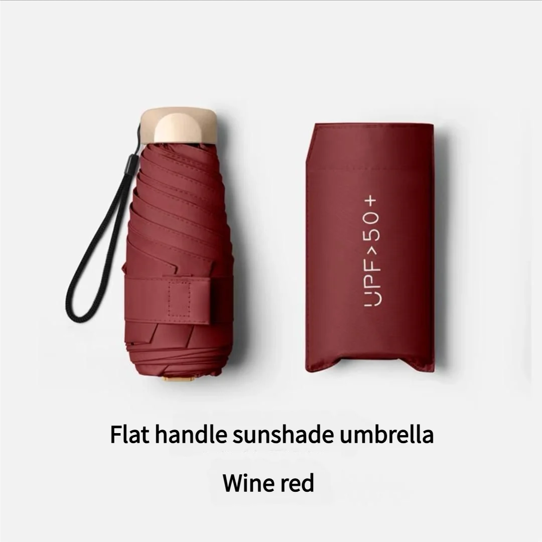 Ultra Light Small Mini Women Five Fold Umbrella Sun Proof Sun Proof Anti UV Sun Rain Dual Use Umbrella Thick Black Glue Pocket S