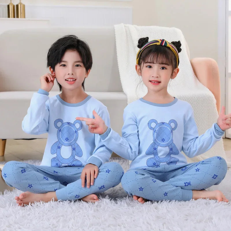 New Teens Baby Girl Pajamas Summer  Long Sleeve Children's Clothing Sleepwear Cotton Pyjamas Sets For Kids