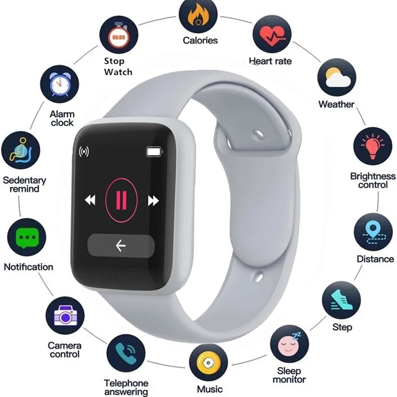 Smart Watches for Men Children Smartwatch for Girls Boys Men Women Sport Heart Rate Blood Pressure Bracelet Kids Watch for 8-18