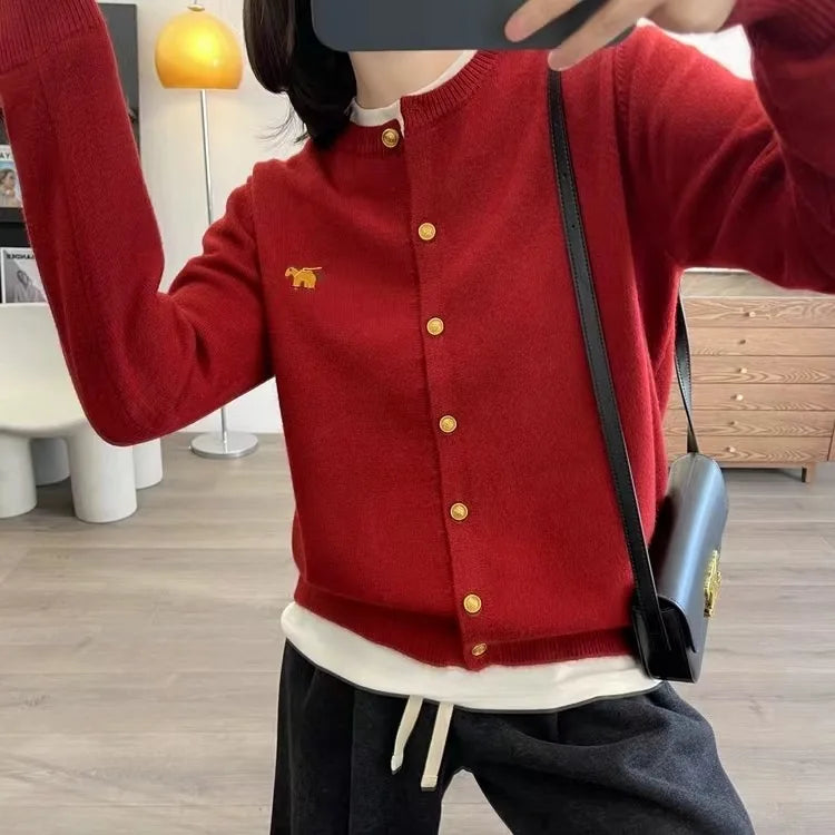 Long-sleeved Cashmere cardigan women sweater cashmere knitted  O-neck Cashmere cardigan sweater coat  Autumn and Winter