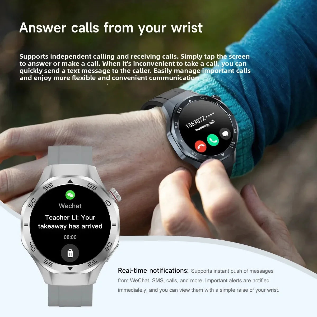 Men's Smart Watch 1.53" AMOLED Display Sapphire Glass GPS Bluetooth Call 3ATM Waterproof Health Monitor 520mAh Smartwatch