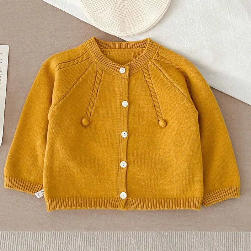 Autumn Winter Korean Style Toddler Baby Girls Sweater Coat Newborn Baby Girls Solid Color Knitting Cardigan Baby Girl Clothing