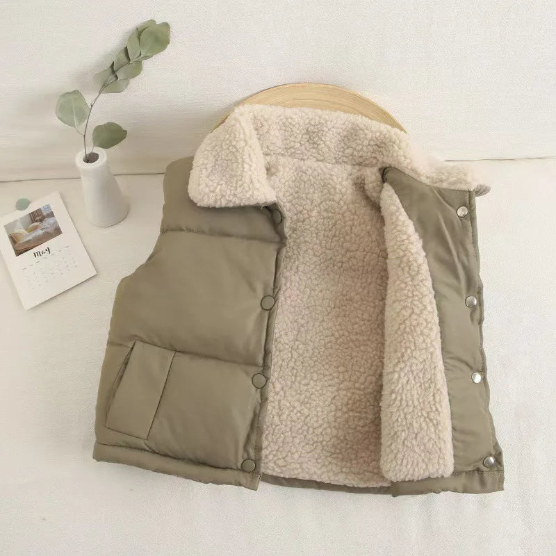 Boys Jacket Winter Autumn Girls Warm Coat Solid Fur Collar Cotton Casual Outerwear Children's Clothing For Kids Snowsuit Clothes