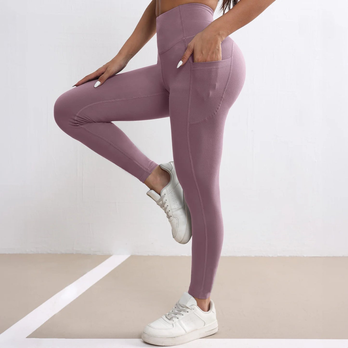 Women Fitness Lenggings With Side pockets Female Full Length Leggings Running Pants Comfortable High Waist Yoga Pants
