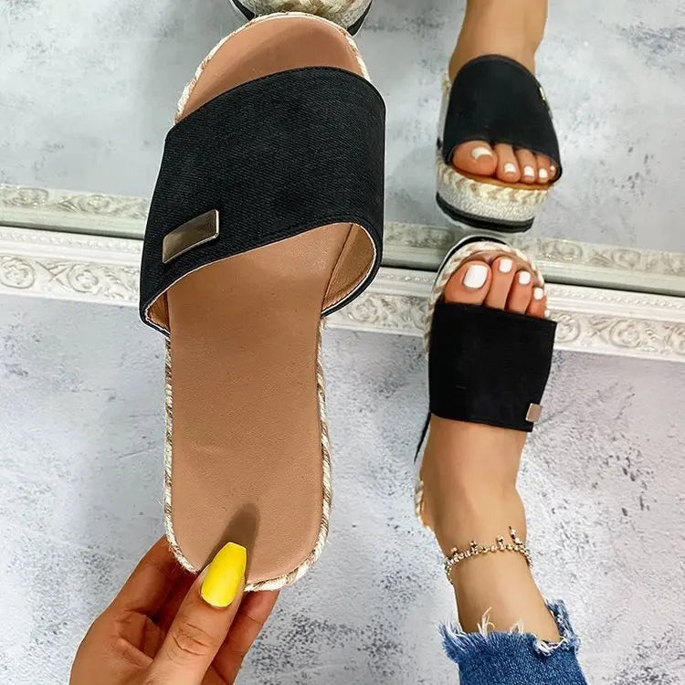 Womens High Heel Sandals Ladies Thick Bottom Casual Slippers Summer New Wedges Sandals Female Shoes Women Platform Mules Slipper