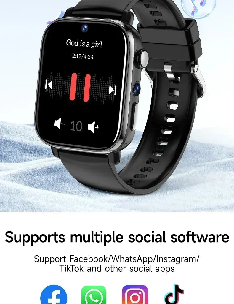 New Smart Watch with Full Touch HD Display, Built-in GPS & WiFi, Support SIM Card, Life Waterproof