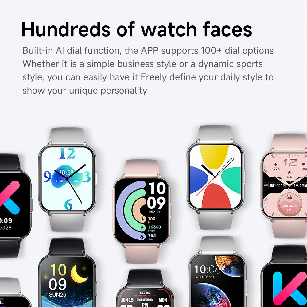 KUMI M2 Smart Watch 1.83" HD Screen ChatGPT 100+ AI Watch Faces 2ATM Bluetooth Calling 100+ Sports Modes Health Monitoring