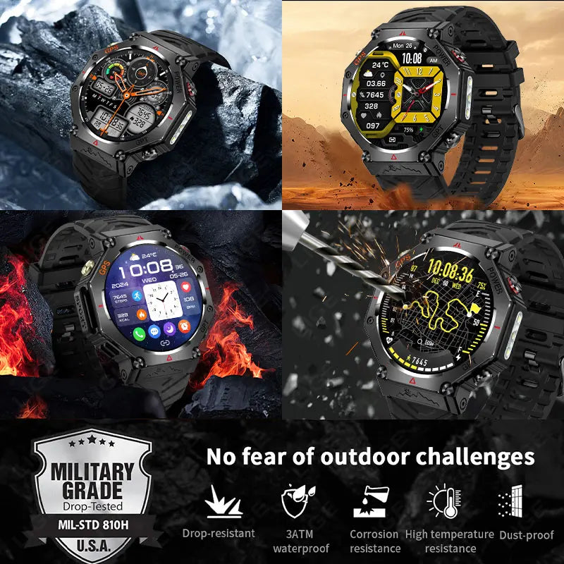 New GPS Positioning Smart Watch Men GPT AI Voice Assistant Bluetooth Call 3ATM Waterproof Compass Outdoor Sports Smartwatch 2025