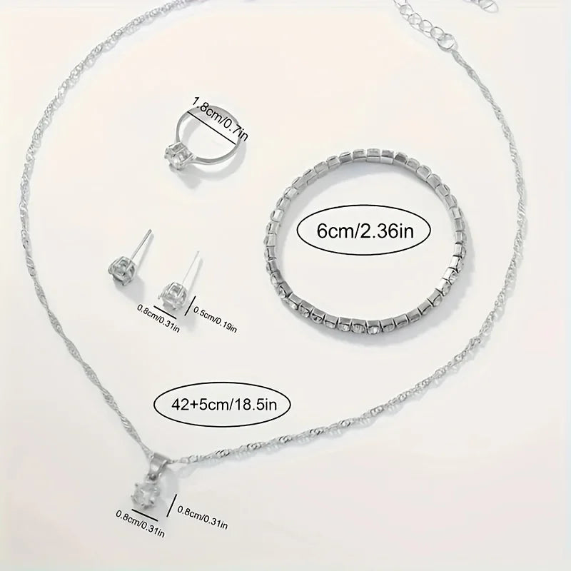 6pcs/set Dazzling Luxury Womens Rhinestone Quartz Watch & Jewelry Set - Glamorous Analog Wrist Watches for Moms,