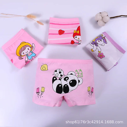 4Pcs/Lot Baby Girls Cartoon Underpants Kids Underwear Cotton Panties Toddler Children Underwear 1-9years