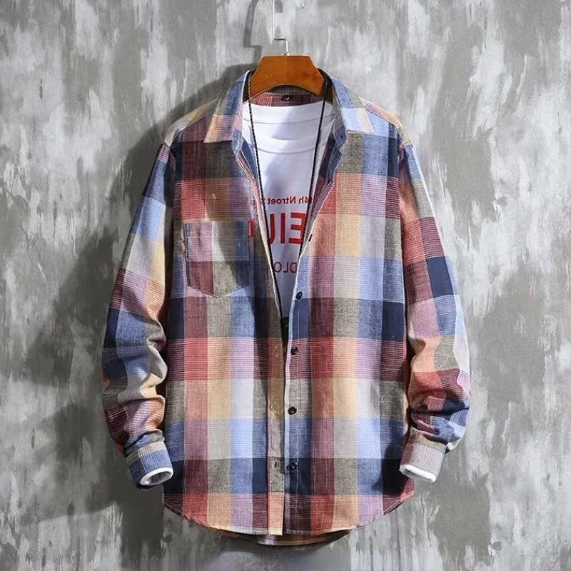 Long Sleeve Shirts and Blouses for Men Plaid Elegant Cotton Normal Man Tops Social Free Shipping New In Hipster Spring Clothing