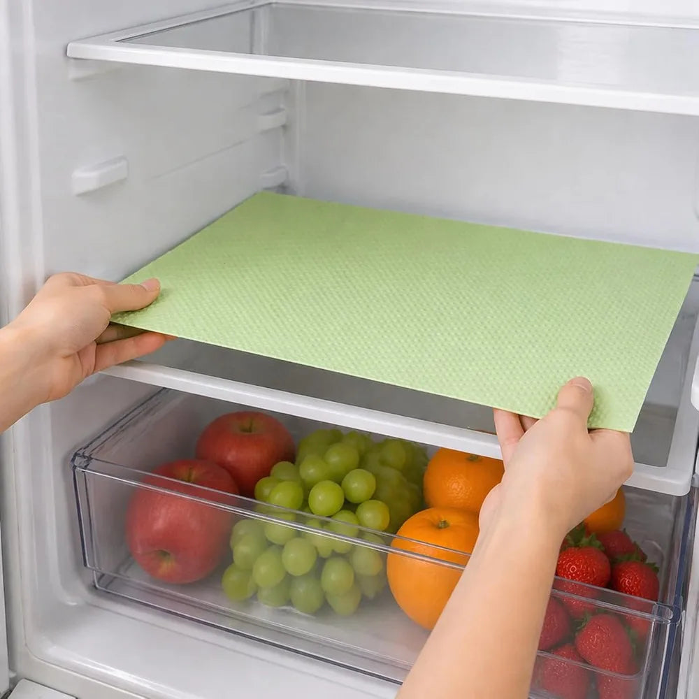Fridge Shelf Liners 6 Pack Refrigerator Mats Washable Reusable Drawer Liner Non Slip Multipurpose Kitchen Cabinet(Green)