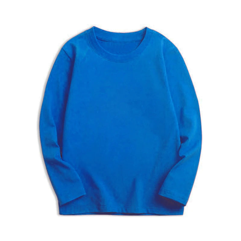 Boys Girls 100% Cotton T-shirts Solid Color Casual Tees for Teenage Children Spring Autumn Underwear Girl Clothes Kid Daily Tops