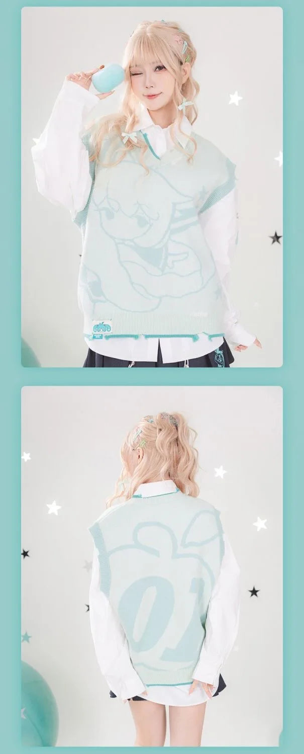Moeyu Hatsune Miku Women Sweater Vest Sleeveless Vests Men Harajuku Winter Autumn Woman Clothing Top Knitwear Vest for JK Shirt