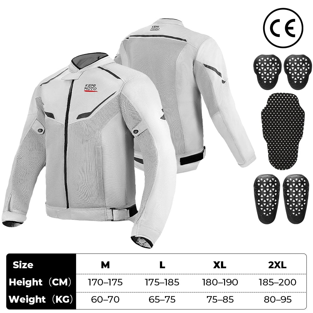Motorcycle Riding Jacket for Men with CE Armored Protective Gear Cycling Biker Jacket Summer Breathable Soft Lining