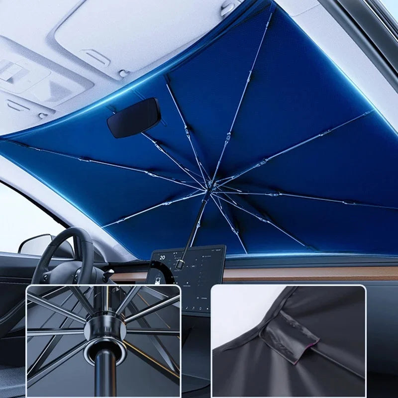 Car Windshield Sunshade Umbrella, Retractable Sun Protection Umbrella for Summer