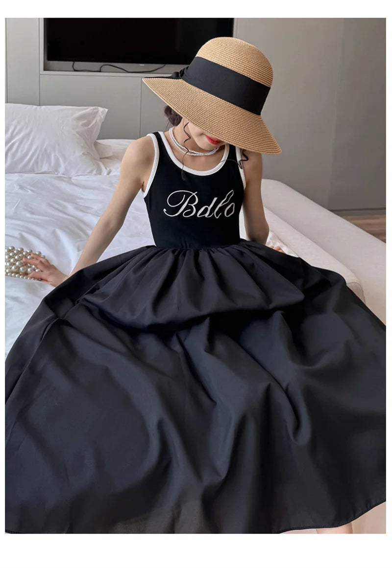 Girls Summer Long Dress Kids Casual Letter Vestidos Children Princess Gown Sleeveless Cool Clothes New Teenager Trends Dresses